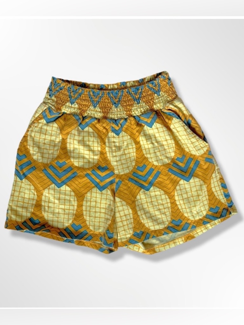 Tea Collection Yellow and Teal Geometric Kids Shorts